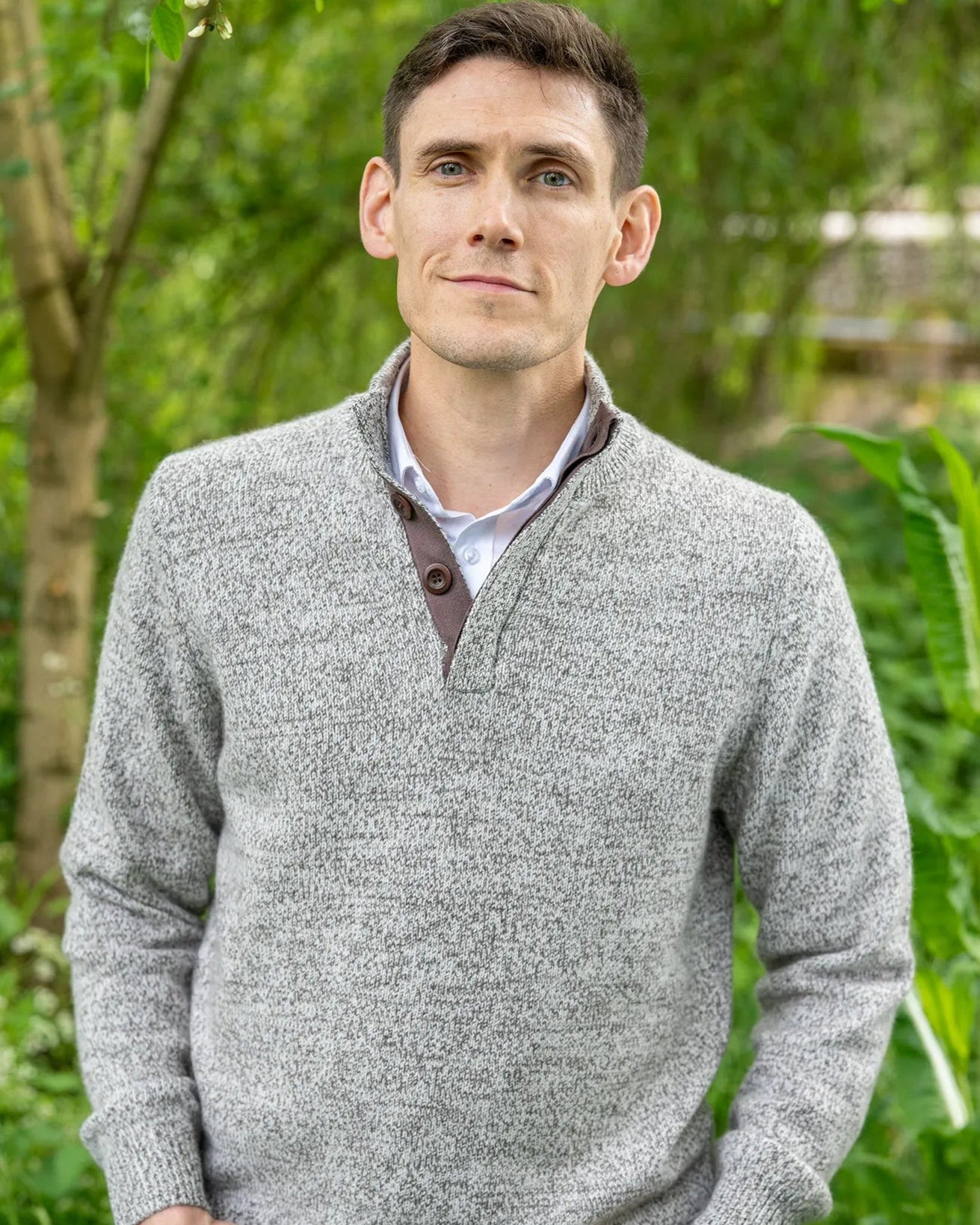 ENNOY MERINO WOOL SWEATER MIX GRAY S Kit Knit In Grey Melange