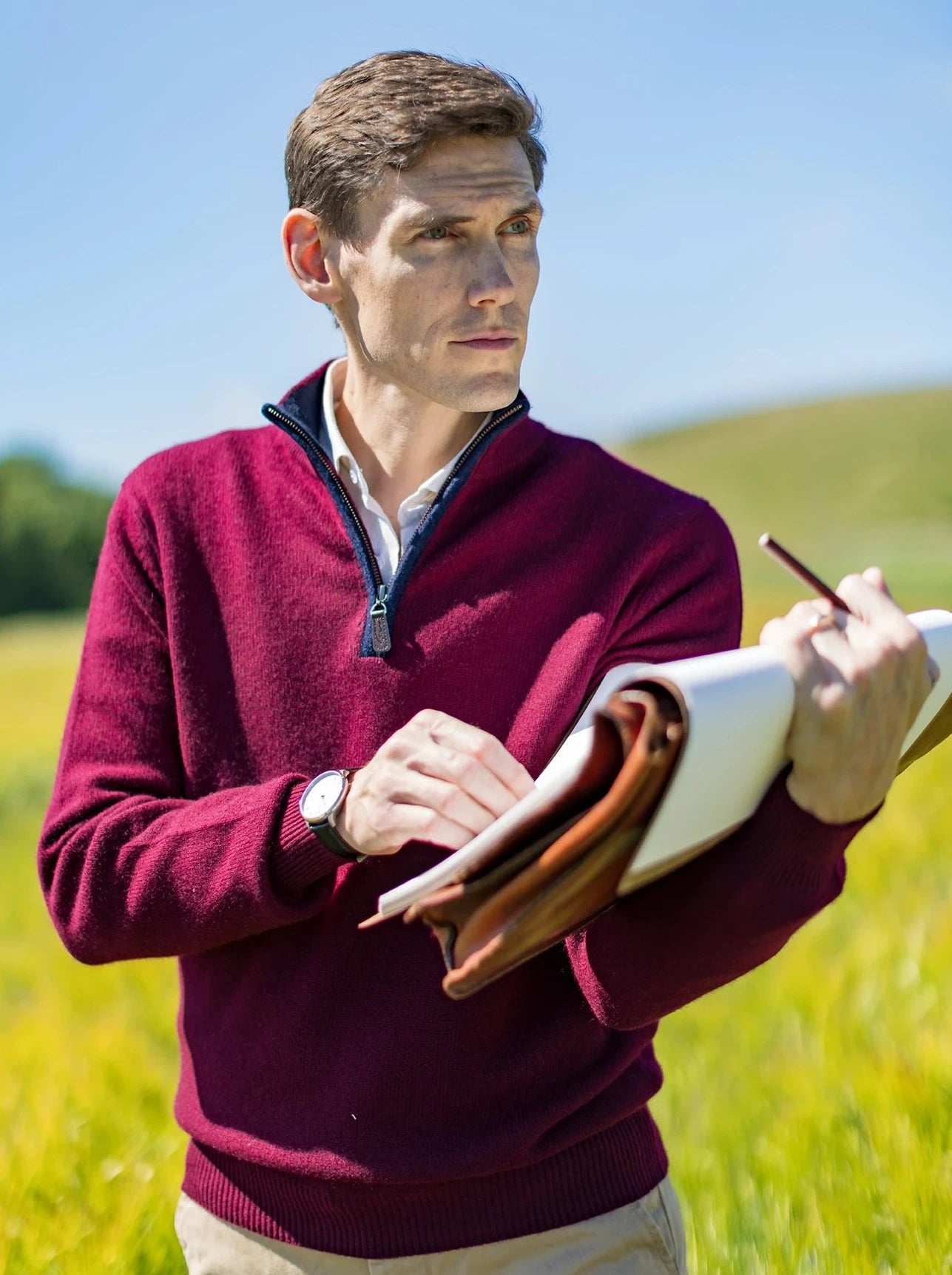 Men's cashmere zip neck jumper online