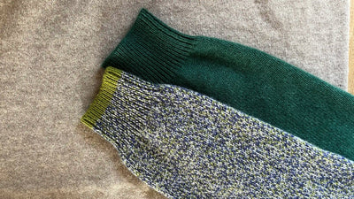Examples of 12 gauge, 7 gauge and 5 gauge knitwear