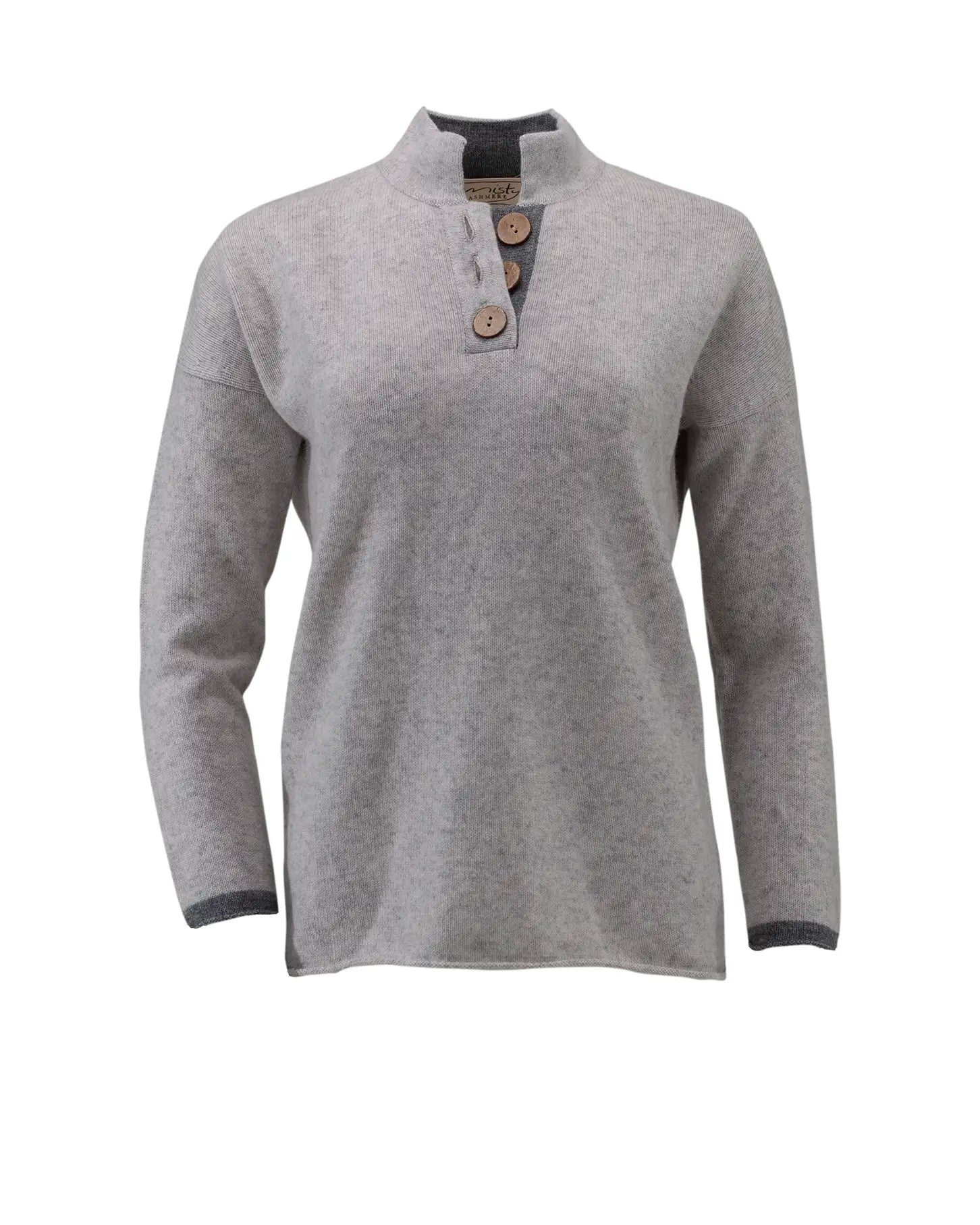 High Collar Jumper | Frost Grey Marl | Misty Cashmere