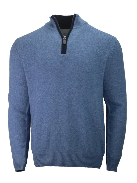 Mens cashmere merino jumper in 7 gauge knit marine blue by Misty Cashmere