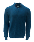 Cashmere and Merino Button Neck Jumper - Ocean Blue