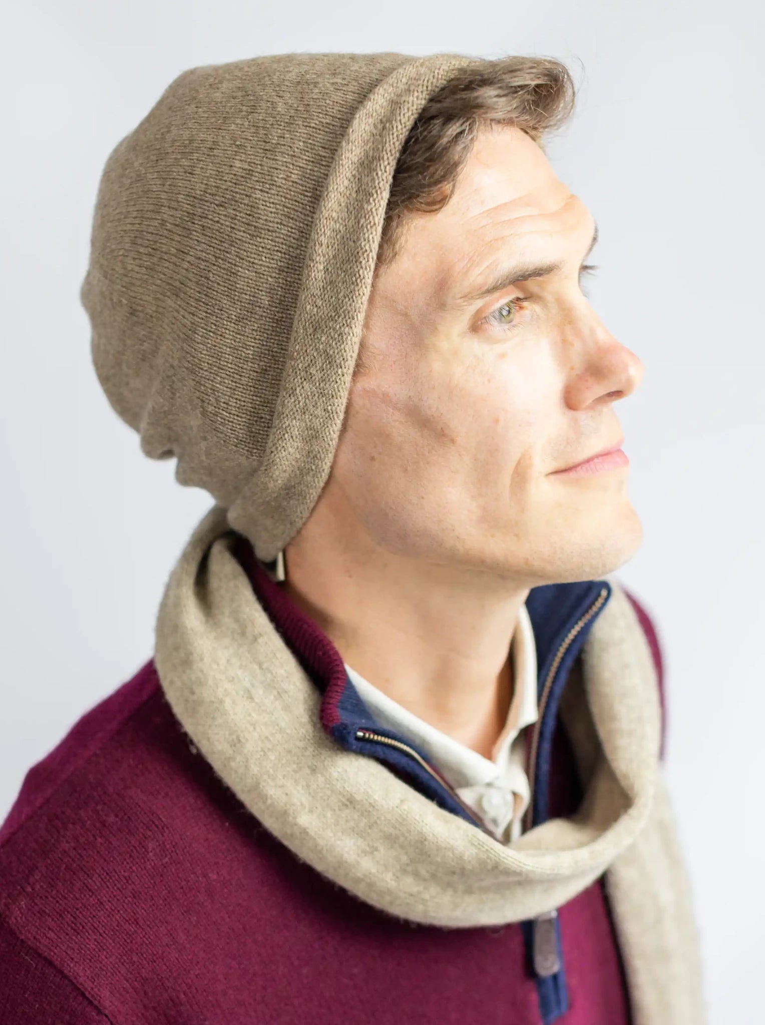 Knitted Beanie Hat - Natural Yak Yarn