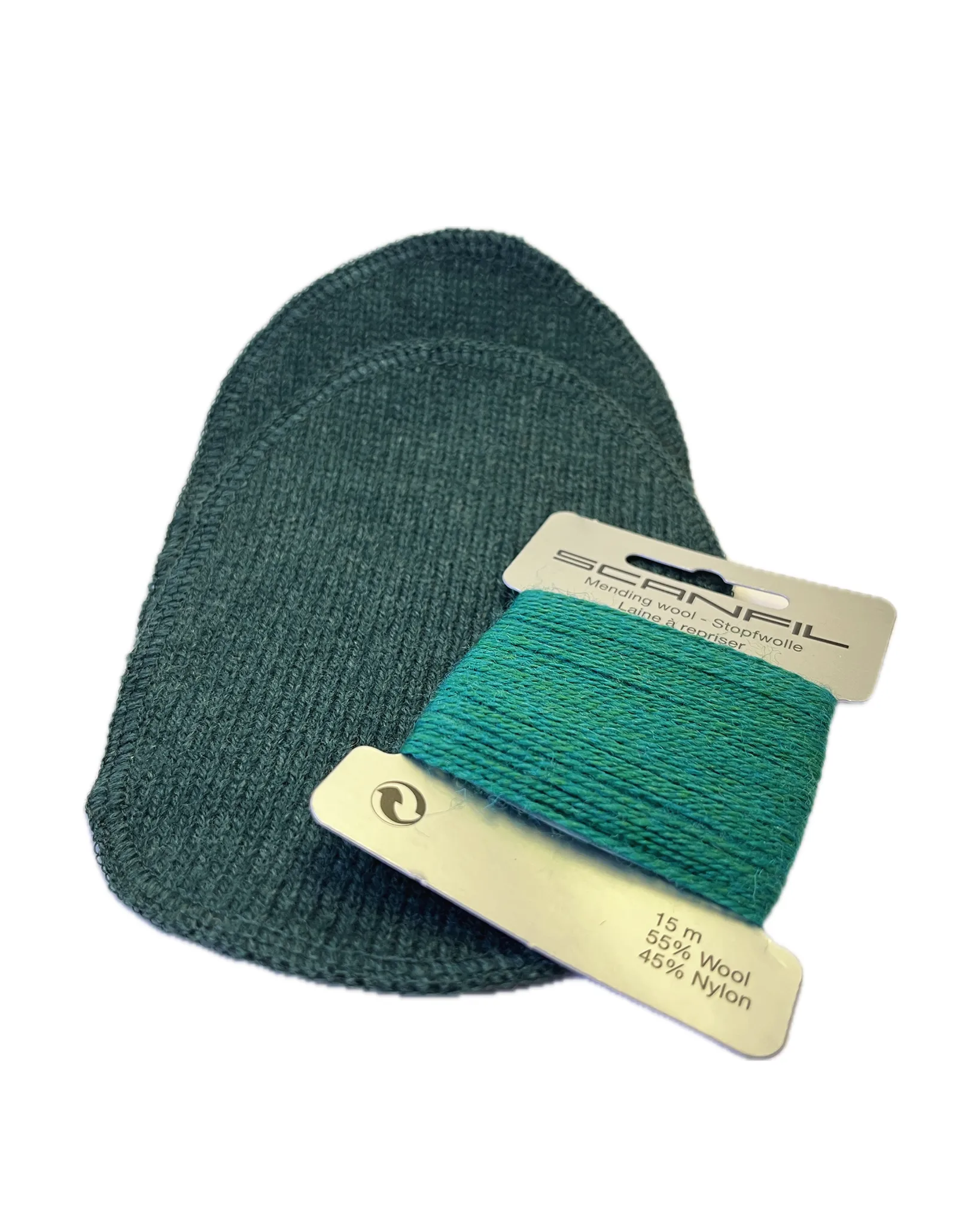 Elbow patch in knitted green for repairing sweaters