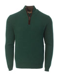Cashmere and Merino Zip Neck Jumper - Fern Green