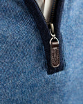 detail of zip with boiled wool trim for sweater in cashmere and merino