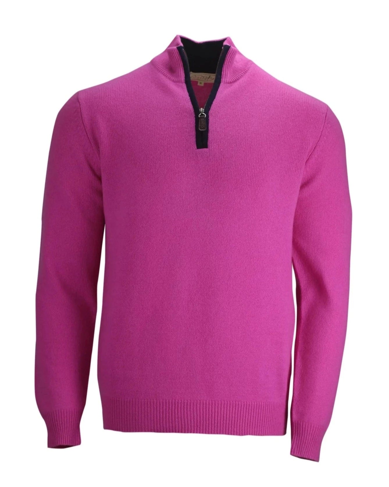 Men's Cashmere Quarter Zip Neck Jumper Pink Misty Cashmere