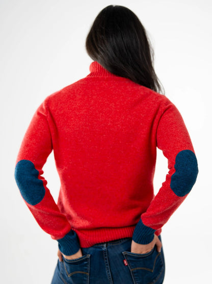 Cashmere and Merino Roll Neck Jumper | Burnt Coral