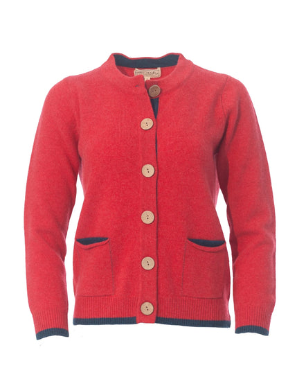 Cashmere and Merino Pocket Cardigan | Burnt Coral