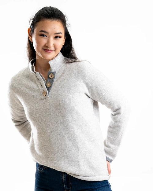 Cashmere and Merino High Collar Jumper - Frost