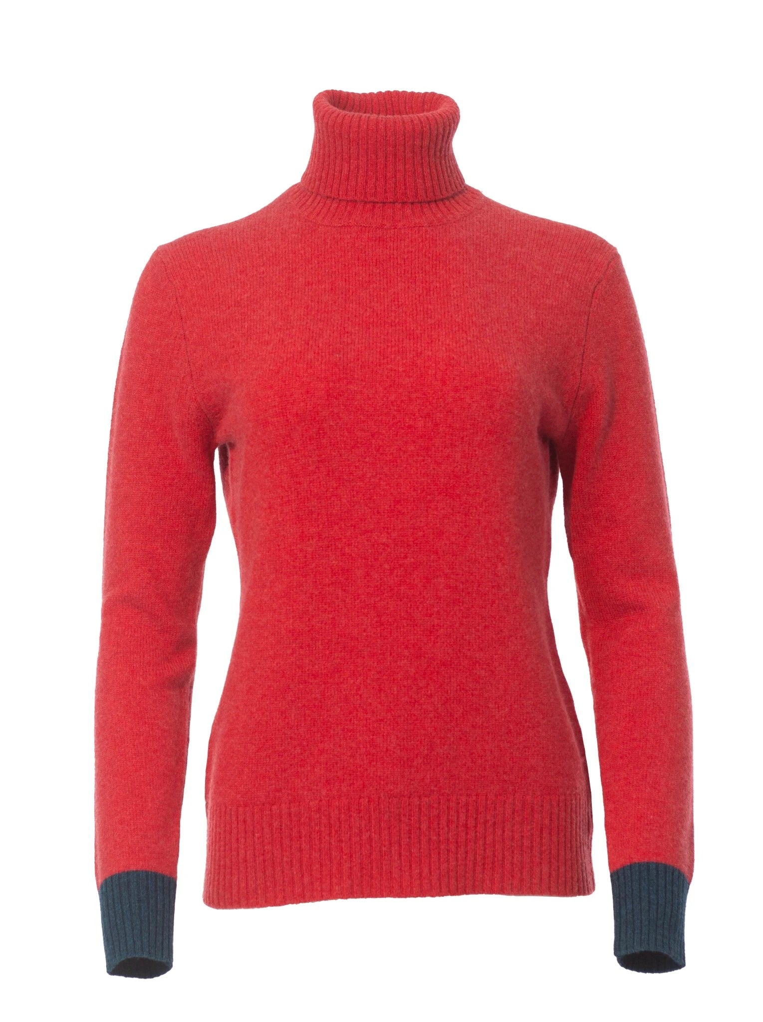 Cashmere Merino Roll Neck Jumper Burnt Coral Misty Cashmere