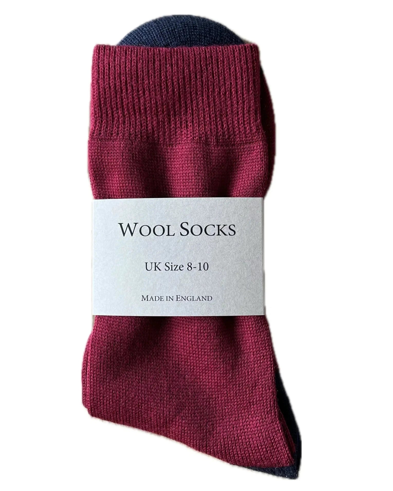 men's everyday wool sock in wine with navy heel and toe Misty Cashmere