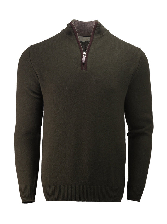 Load image into Gallery viewer, Cashmere and Merino Zip Neck Jumper | Forest Green
